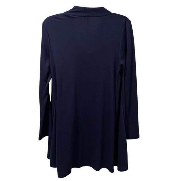 Bobeau Navy Blue Drape Front Long Sleeve Cardigan Sz Small cardigan - Picture 10 of 12